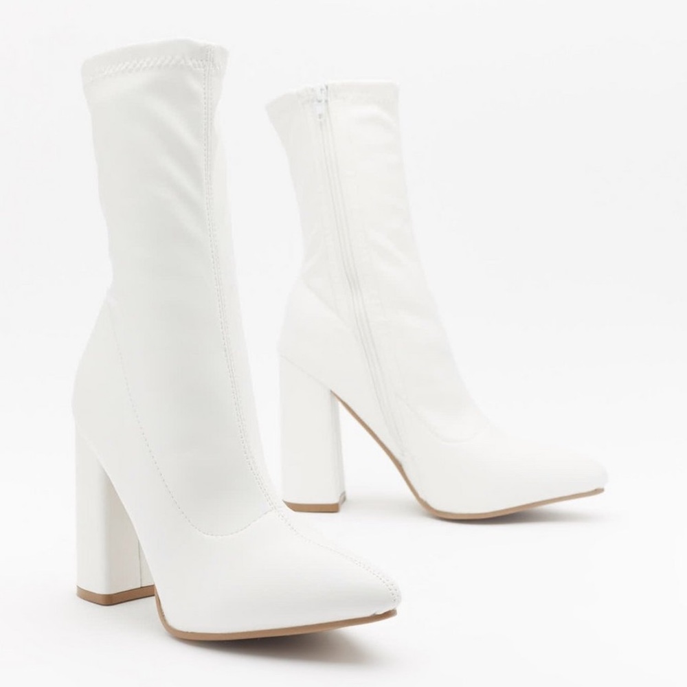 Nasty Gal Pointed Faux Leather Sock Boots